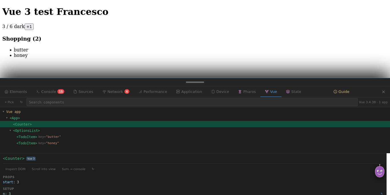 Vue components, setup state, computed